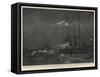 Night, the Royal Yacht Alberta in Portsmouth Harbour-Charles Edward Dixon-Framed Stretched Canvas