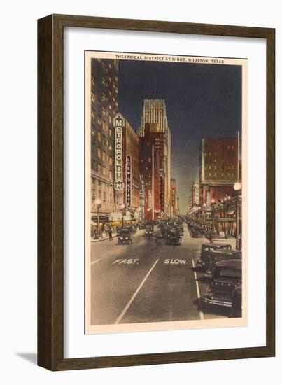 Night, Theatre District, Houston, Texas-null-Framed Art Print