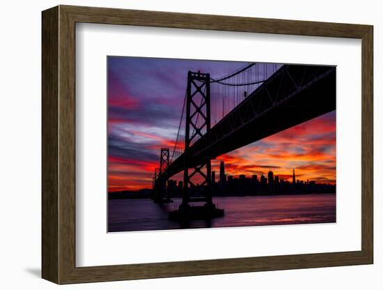 Night Time City Silhouette - After Burn San Francisco Bay Bridge-Vincent James-Framed Photographic Print