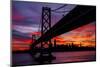 Night Time City Silhouette - After Burn San Francisco Bay Bridge-Vincent James-Mounted Photographic Print