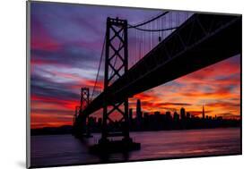 Night Time City Silhouette - After Burn San Francisco Bay Bridge-Vincent James-Mounted Photographic Print