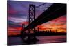 Night Time City Silhouette - After Burn San Francisco Bay Bridge-Vincent James-Stretched Canvas