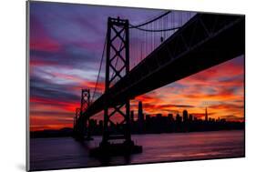 Night Time City Silhouette - After Burn San Francisco Bay Bridge-Vincent James-Mounted Photographic Print