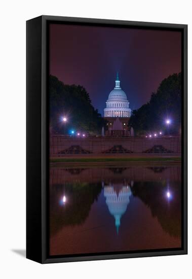 Night Time DC Capitol Building-Steven Maxx-Framed Stretched Canvas