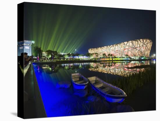 Night Time Light Show at the Birds Nest Stadium During the 2008 Olympic Games, Beijing, China-Kober Christian-Stretched Canvas