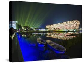 Night Time Light Show at the Birds Nest Stadium During the 2008 Olympic Games, Beijing, China-Kober Christian-Stretched Canvas