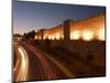 Night Time Lights of Traffic, Jaffa Gate, Old Walled City, Jerusalem, Israel, Middle East-Christian Kober-Mounted Photographic Print