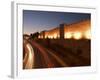 Night Time Lights of Traffic, Jaffa Gate, Old Walled City, Jerusalem, Israel, Middle East-Christian Kober-Framed Photographic Print