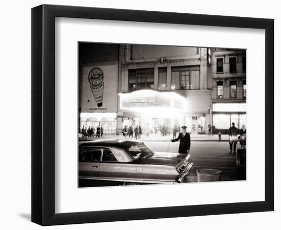 Night Time on Broadway, New York, January 1964-null-Framed Photographic Print