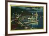 Night Time on Santa Catalina at Avalon Bay - Santa Catalina, CA-Lantern Press-Framed Premium Giclee Print