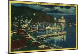 Night Time on Santa Catalina at Avalon Bay - Santa Catalina, CA-Lantern Press-Mounted Art Print