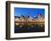 Night Time Reflection of Waterfront Town Houses, Ghent, Flanders, Belgium, Europe-Christian Kober-Framed Photographic Print