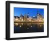 Night Time Reflection of Waterfront Town Houses, Ghent, Flanders, Belgium, Europe-Christian Kober-Framed Photographic Print