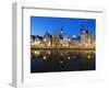 Night Time Reflection of Waterfront Town Houses, Ghent, Flanders, Belgium, Europe-Christian Kober-Framed Photographic Print