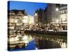 Night Time Reflection of Waterfront Town Houses, Ghent, Flanders, Belgium, Europe-Christian Kober-Stretched Canvas