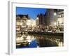 Night Time Reflection of Waterfront Town Houses, Ghent, Flanders, Belgium, Europe-Christian Kober-Framed Photographic Print