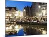 Night Time Reflection of Waterfront Town Houses, Ghent, Flanders, Belgium, Europe-Christian Kober-Mounted Photographic Print