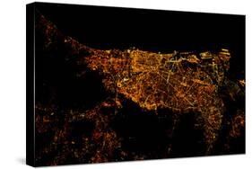 Night time satellite image of Barcelona, Spain-null-Stretched Canvas