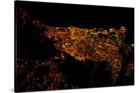 Night time satellite image of Barcelona, Spain-null-Stretched Canvas