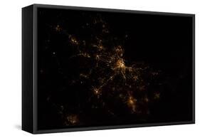 Night time satellite image of Boston, Massachusetts, USA-null-Framed Stretched Canvas