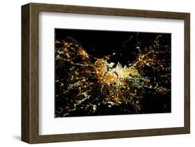 Night time satellite image of Boston, Suffolk County, Massachusetts, USA-null-Framed Photographic Print