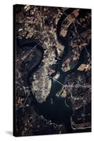 Night time satellite image of Charleston, South Carolina, USA-null-Stretched Canvas