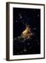 Night time satellite image of Chicago and Lake Michigan, Michigan, USA-null-Framed Photographic Print