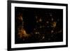 Night time satellite image of Chicago, Milwaukee, Detroit and Lake Michigan, Michigan, USA-null-Framed Photographic Print