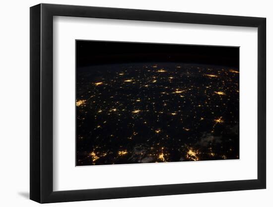 Night time satellite image of Cities in Gulf of Mexico, North America-null-Framed Photographic Print