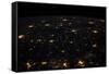Night time satellite image of Cities in Gulf of Mexico, North America-null-Framed Stretched Canvas