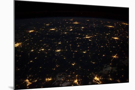 Night time satellite image of Cities in Gulf of Mexico, North America-null-Mounted Photographic Print