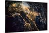 Night time satellite image of Genoa, Italy-null-Stretched Canvas