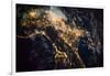 Night time satellite image of Genoa, Italy-null-Framed Photographic Print