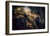 Night time satellite image of Genoa, Italy-null-Framed Photographic Print