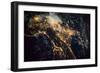 Night time satellite image of Genoa, Italy-null-Framed Photographic Print