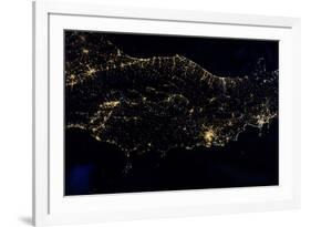 Night time satellite image of Italy-null-Framed Photographic Print