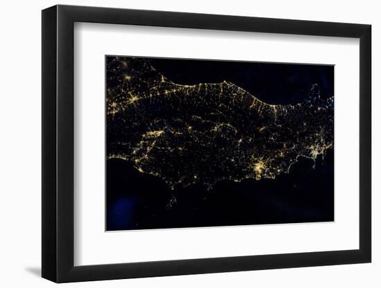 Night time satellite image of Italy-null-Framed Photographic Print