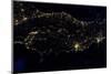 Night time satellite image of Italy-null-Mounted Photographic Print