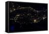 Night time satellite image of Italy-null-Framed Stretched Canvas