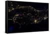 Night time satellite image of Italy-null-Framed Stretched Canvas