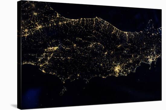 Night time satellite image of Italy-null-Stretched Canvas