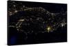 Night time satellite image of Italy-null-Stretched Canvas