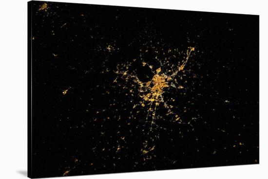 Night time satellite image of Madrid, Germany-null-Stretched Canvas