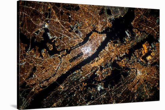 Night time satellite image of New York, USA-null-Stretched Canvas