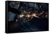 Night time satellite image of New York, USA-null-Framed Stretched Canvas