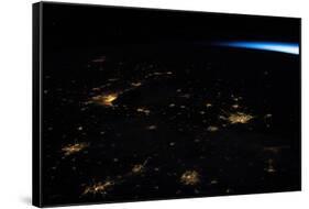 Night time satellite image of Northern USA-null-Framed Stretched Canvas