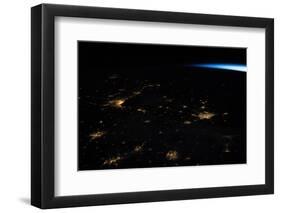 Night time satellite image of Northern USA-null-Framed Photographic Print