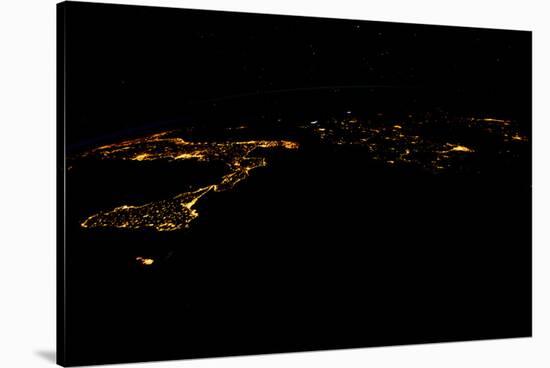 Night time satellite image of Sirte, Libya-null-Stretched Canvas