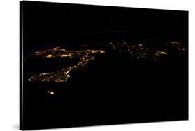 Night time satellite image of Sirte, Libya-null-Stretched Canvas