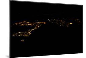 Night time satellite image of Sirte, Libya-null-Mounted Photographic Print